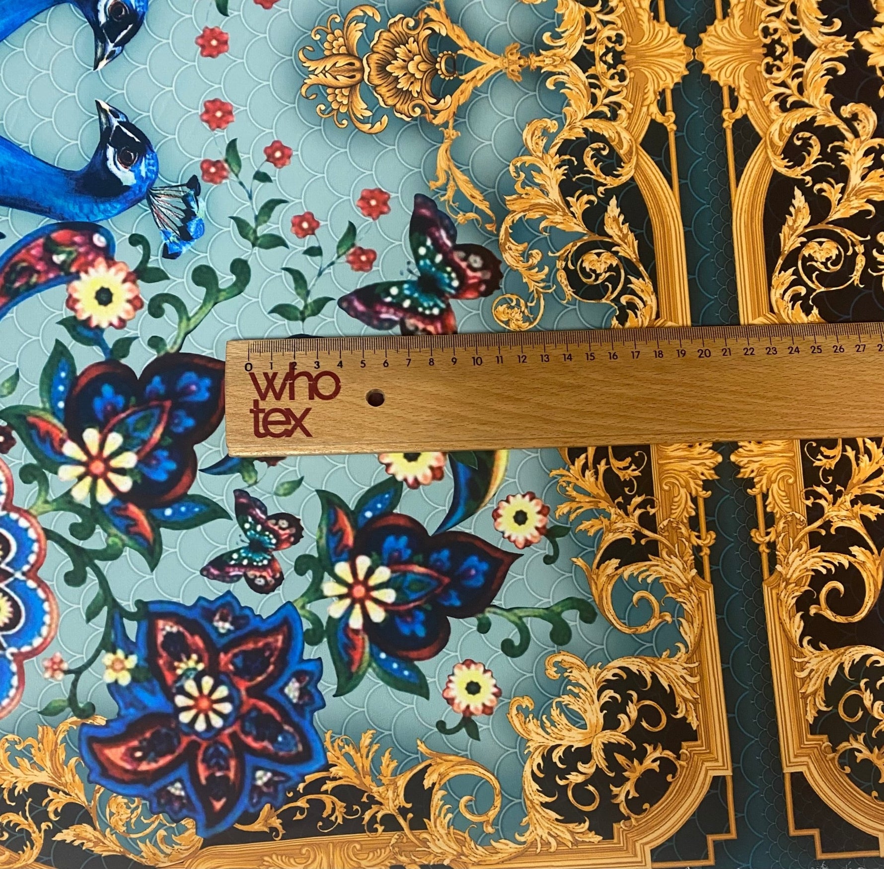 Peacock & Floral Crepe Fabric by the Metre – Baroque Style - Whotex Online Fabric Store