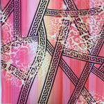 Pink Abstract Greek Key Fabric – Leopard & Stripe Design by the Metre - Whotex Fabrics London