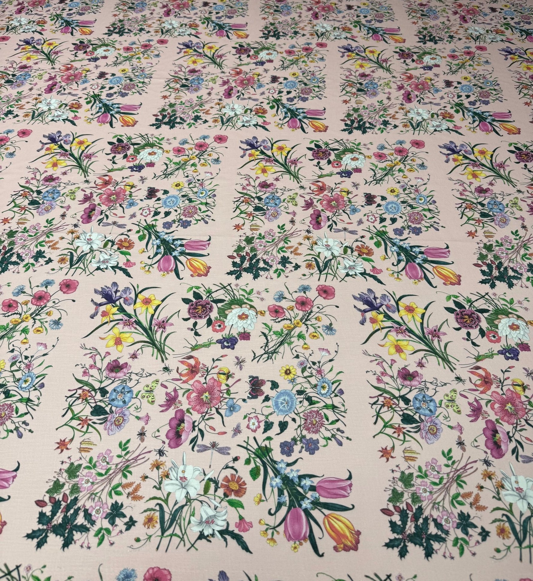 Pink Floral Linen Fabric by the Metre - Whotex Fabrics London