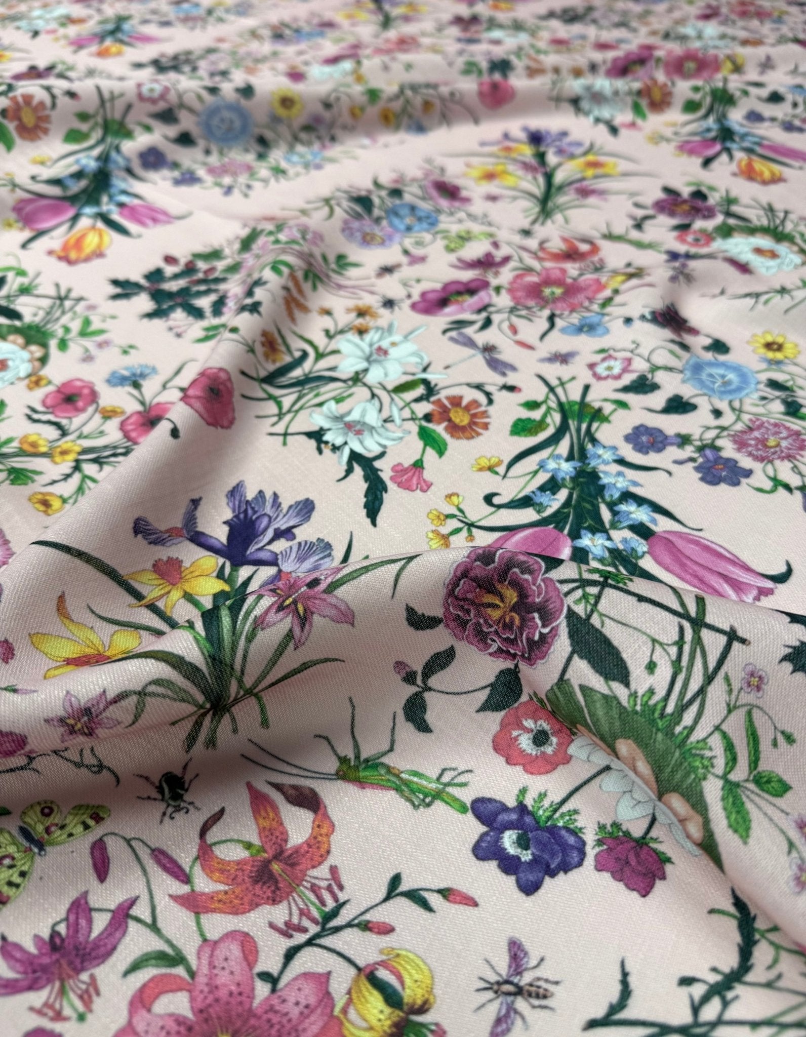 Pink Floral Linen Fabric by the Metre - Whotex Fabrics London