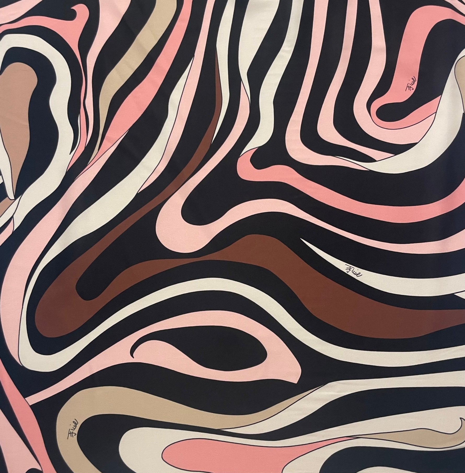 Pink Retro Swirl Fabric – Abstract 70s Style Pattern by the Metre - Whotex Fabrics London
