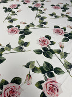 Pink Rose Crepe Fabric by the Metre - Whotex Fabrics London
