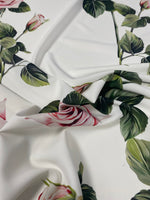 Pink Rose Crepe Fabric by the Metre - Whotex Fabrics London