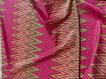 Pink zigzag knit fabric with gold lurex shimmer and 4-way stretch for activewear and costumes