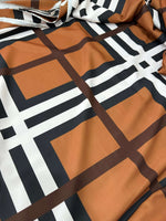 Brown and White Striped Plaid Fabric made of high-quality cotton with a classic plaid pattern, fabric width 150cm.