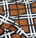 Brown and white striped plaid cotton fabric with 150cm width for sewing and home decor projects
