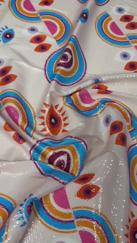 قماش الترتر الهندسي الملون بالمتر