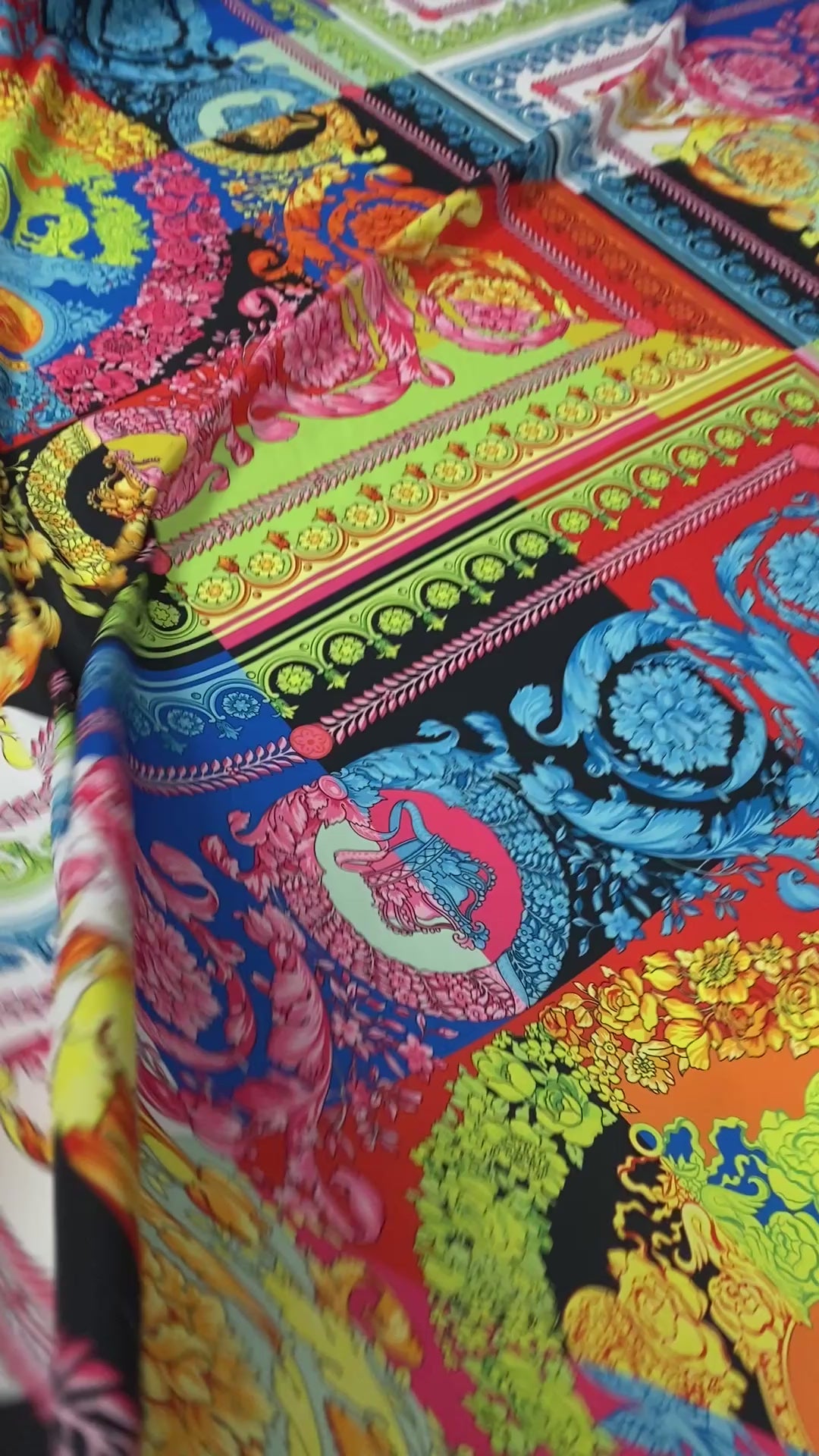 Multicolour Baroque Crepe Fabric by the Metre – Vibrant Style