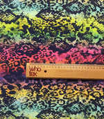 Rainbow Snake Print Fabric – Multicolour Animal Pattern by the Metre - Whotex Fabrics London