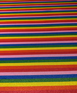 Rainbow Stripe Lurex Fabric by the Metre - Whotex Fabrics London