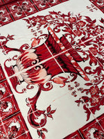 Red Baroque Floral Vase Crepe Fabric by the Metre – Mediterranean Style - Whotex Online Fabric Store