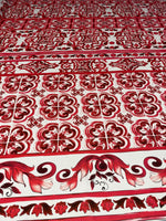 Red Baroque Tile Crepe Fabric by the Metre – Ornamental - Whotex Online Fabric Store