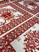 Red Floral Tile Crepe Fabric by the Metre – Elegant Design - Whotex Fabrics London