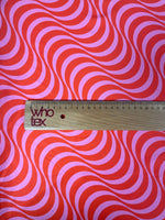 Red Pink Wavy Stripe Fabric by the Metre - Whotex Fabrics London