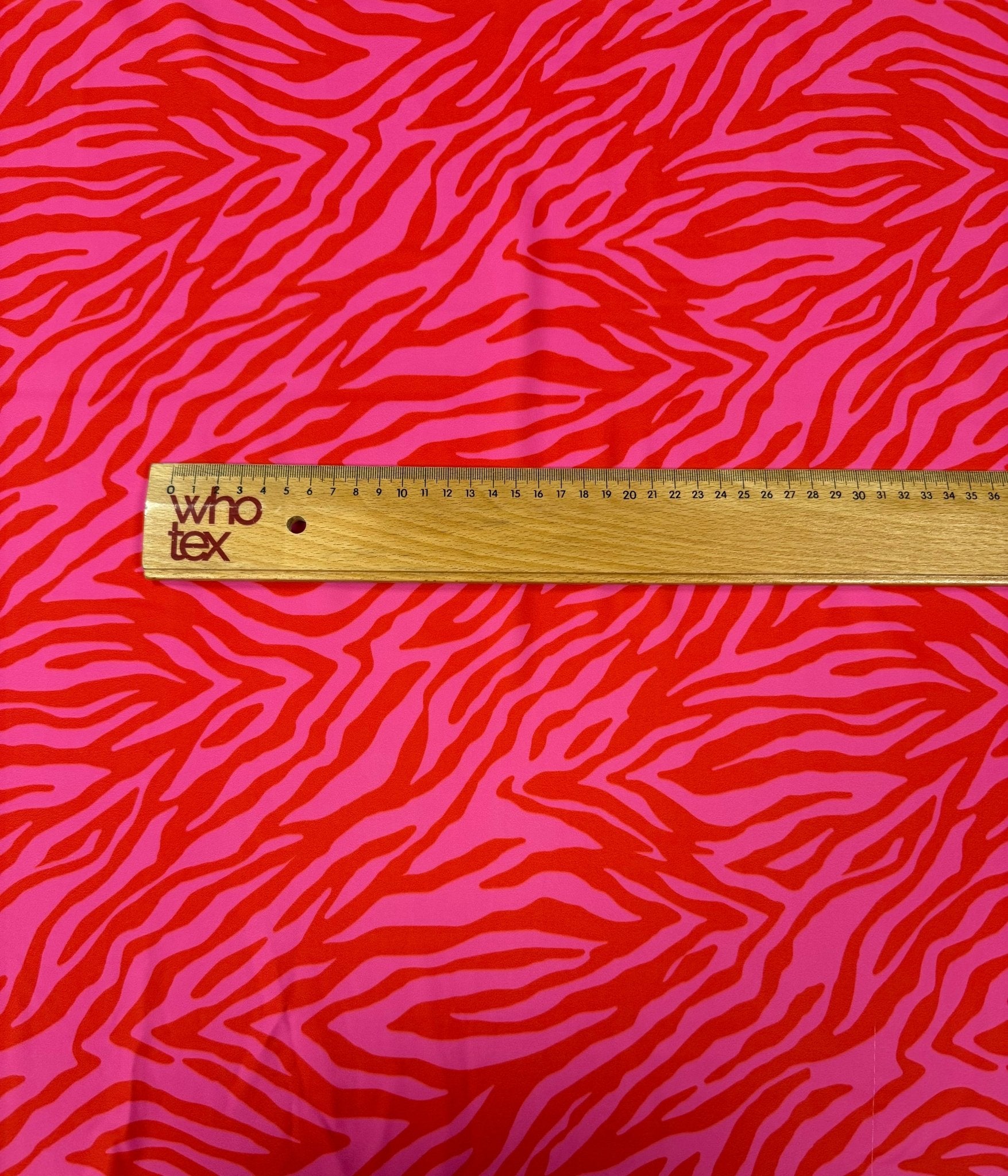 Red Pink Zebra Print Crepe Fabric by the Metre - Whotex Fabrics London