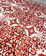 Red Sicilian Majolica Fabric – Custom Printed Fabric on Satin, Crepe, Spandex or Chiffon - Whotex Online Fabric Store