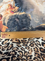 Renaissance Art & Leopard Print Chiffon Satin Fabric by the Metre - Whotex Online Fabric Store