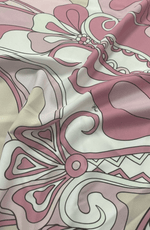 Retro Pink Floral Chiffon Satin Fabric – Soft & Elegant - Whotex Fabrics London