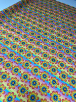Retro Rainbow Flower Print Fabric - Whotex Fabrics London