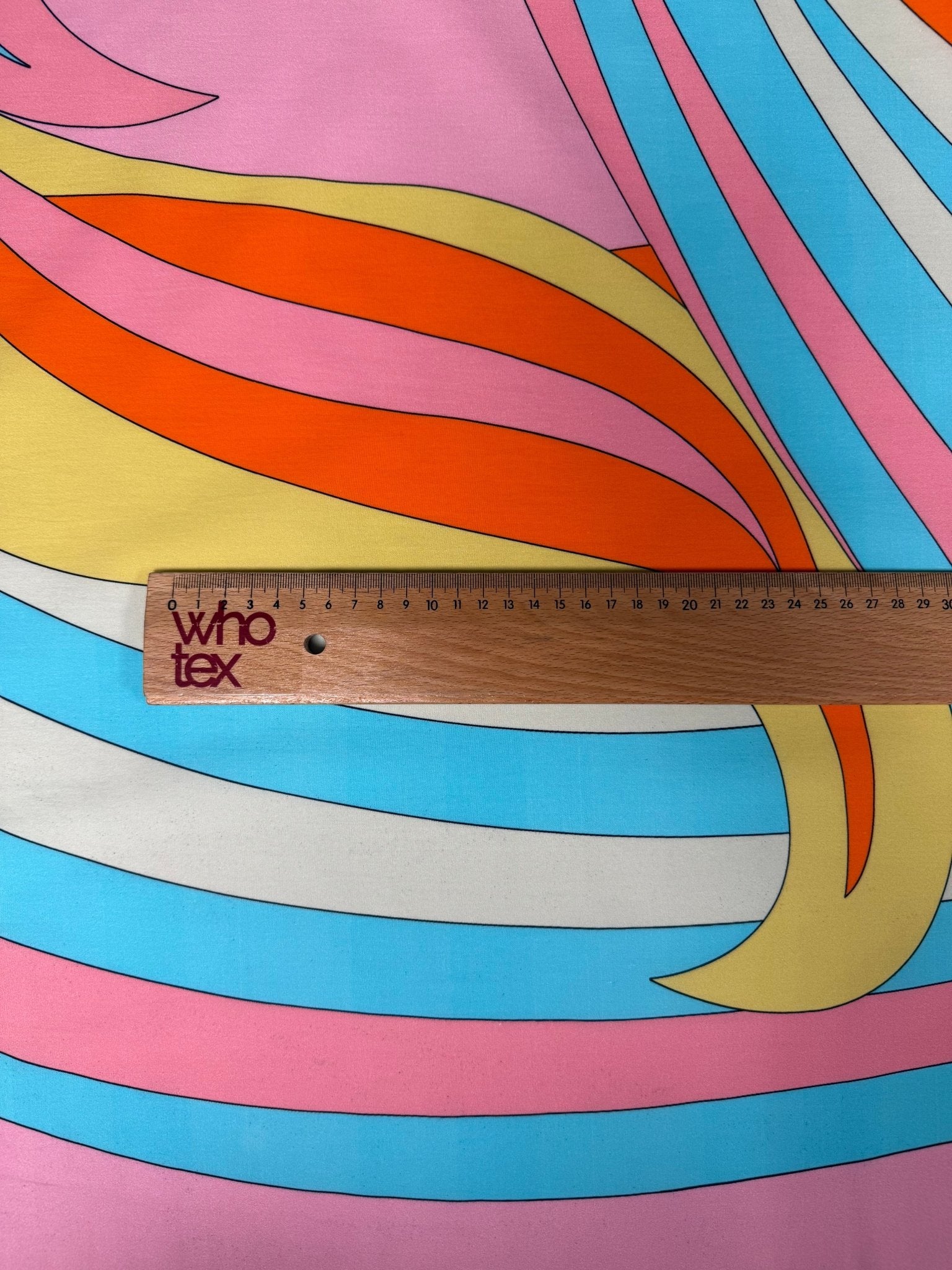 Retro Sunburst Waves Organic Cotton Poplin Fabric by the Metre - Whotex Fabrics London