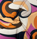 Retro Swirl Fabric – Orange Brown Abstract 70s Print by the Metre - Whotex Fabrics London