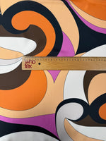 Retro Swirl Satin Fabric by the Metre - Whotex Fabrics London