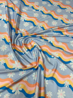 Retro Wave Daisy Print Fabric – Floral Pattern by Metre - Whotex Fabrics London