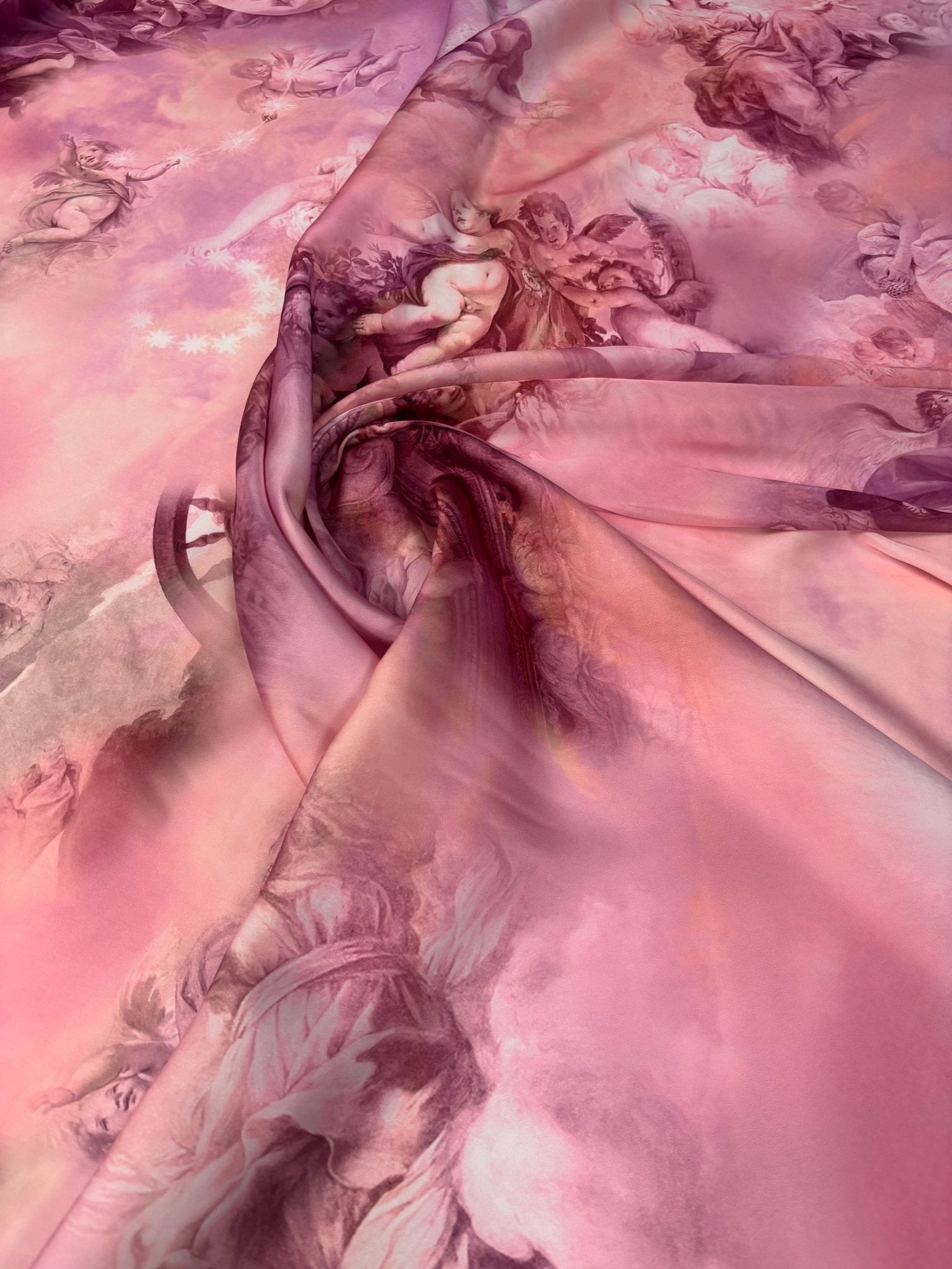Romantic Pink Chiffon Satin Fabric by the Metre – Renaissance Art Print - Whotex Online Fabric Store