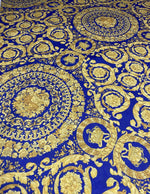 Royal Blue Baroque Linen Fabric by the Metre - Whotex Fabrics London