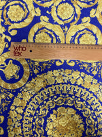 Royal Blue Baroque Linen Fabric by the Metre - Whotex Fabrics London