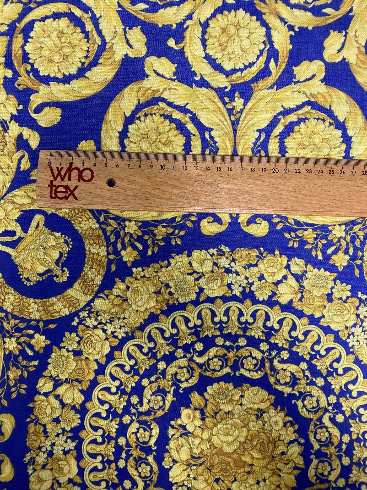 Royal Blue Baroque Linen Fabric by the Metre - Whotex Fabrics London