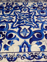 Royal Blue Baroque Velvet Fabric by the Metre - Whotex Fabrics London