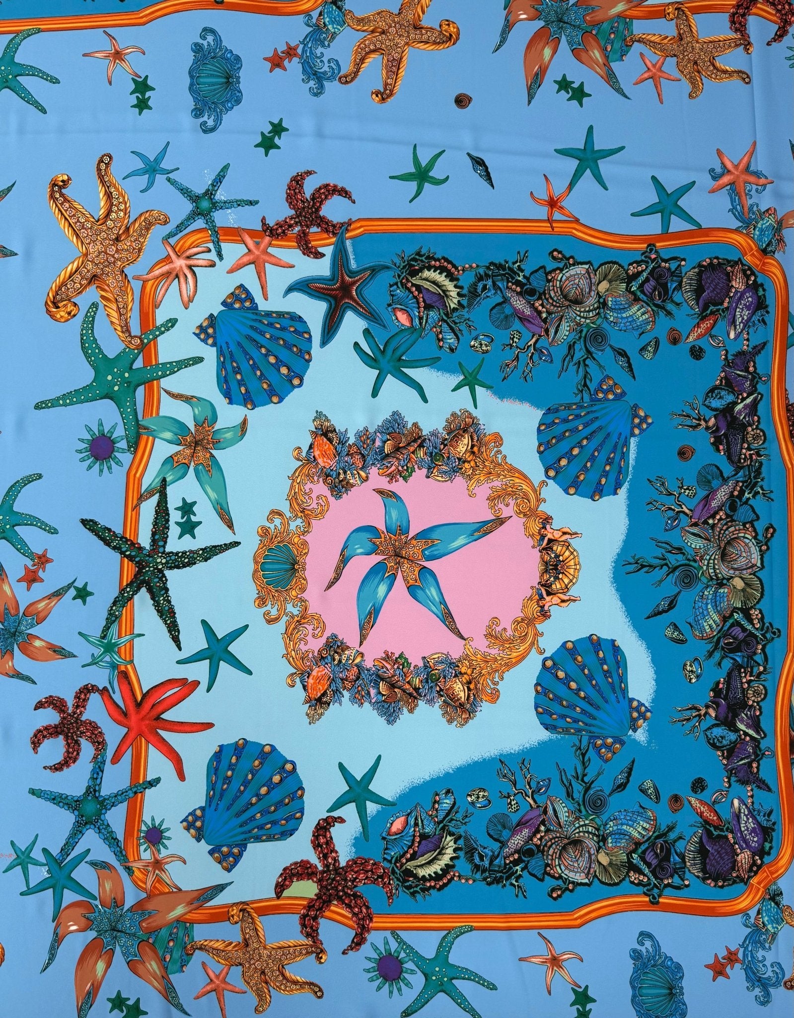 Sea Life Print Crepe Fabric by the Metre - Whotex Fabrics London