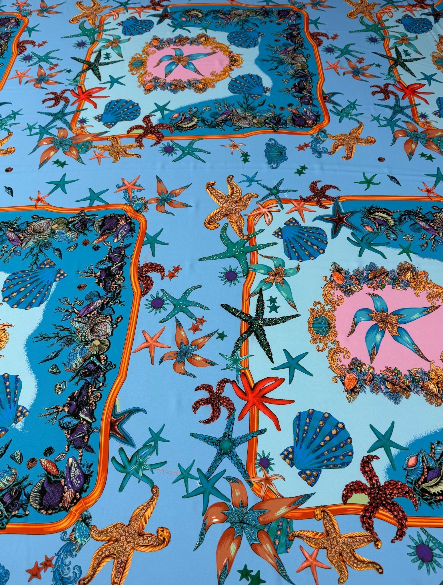 Sea Life Print Crepe Fabric by the Metre - Whotex Fabrics London