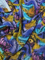 Colorful stretch shimmer ottoman fabric with snake skin pattern and 4-way stretch texture