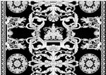 Silver Baroque black fabric with intricate silver baroque pattern on a black background, ideal for upholstery and fashion design