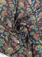 Skull & Feather Print Crepe Fabric by the Metre – Edgy Style - Whotex Fabrics London