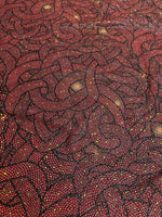 Red and black snake skin lurex knit fabric with shimmering 4-way stretch, ideal for activewear and costumes