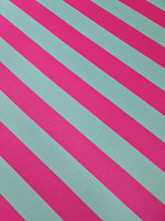 Mint green and pink diagonal striped fabric with 150cm width for sewing and crafting projects