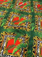 Tropical Baroque Zebra Print Chiffon Satin Fabric by the Metre - Whotex Online Fabric Store