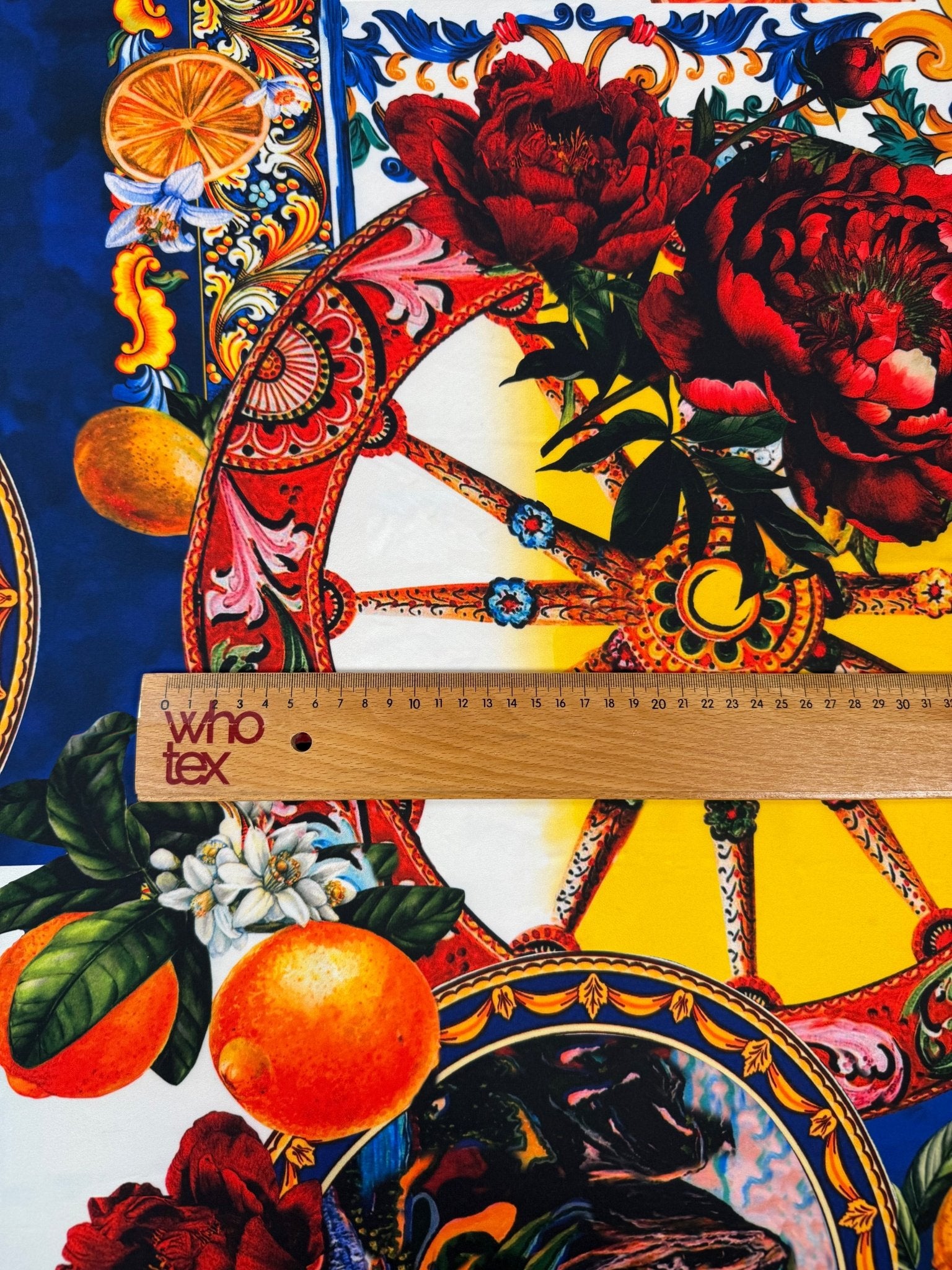 Vibrant Baroque Floral Crepe Fabric by the Metre - Whotex Fabrics London