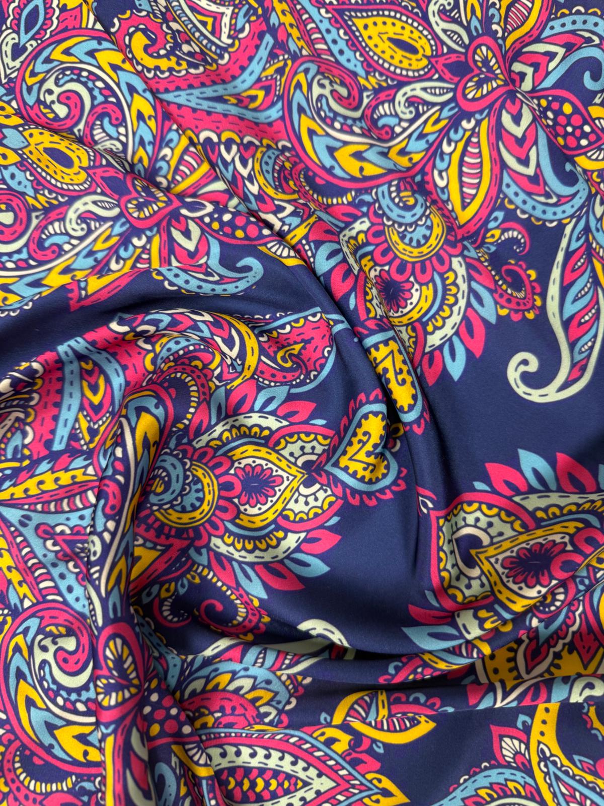 Vibrant Bohemian Paisley Fabric – Custom Printed Fabric on Satin, Crepe, Spandex or Chiffon - Whotex Fabrics London