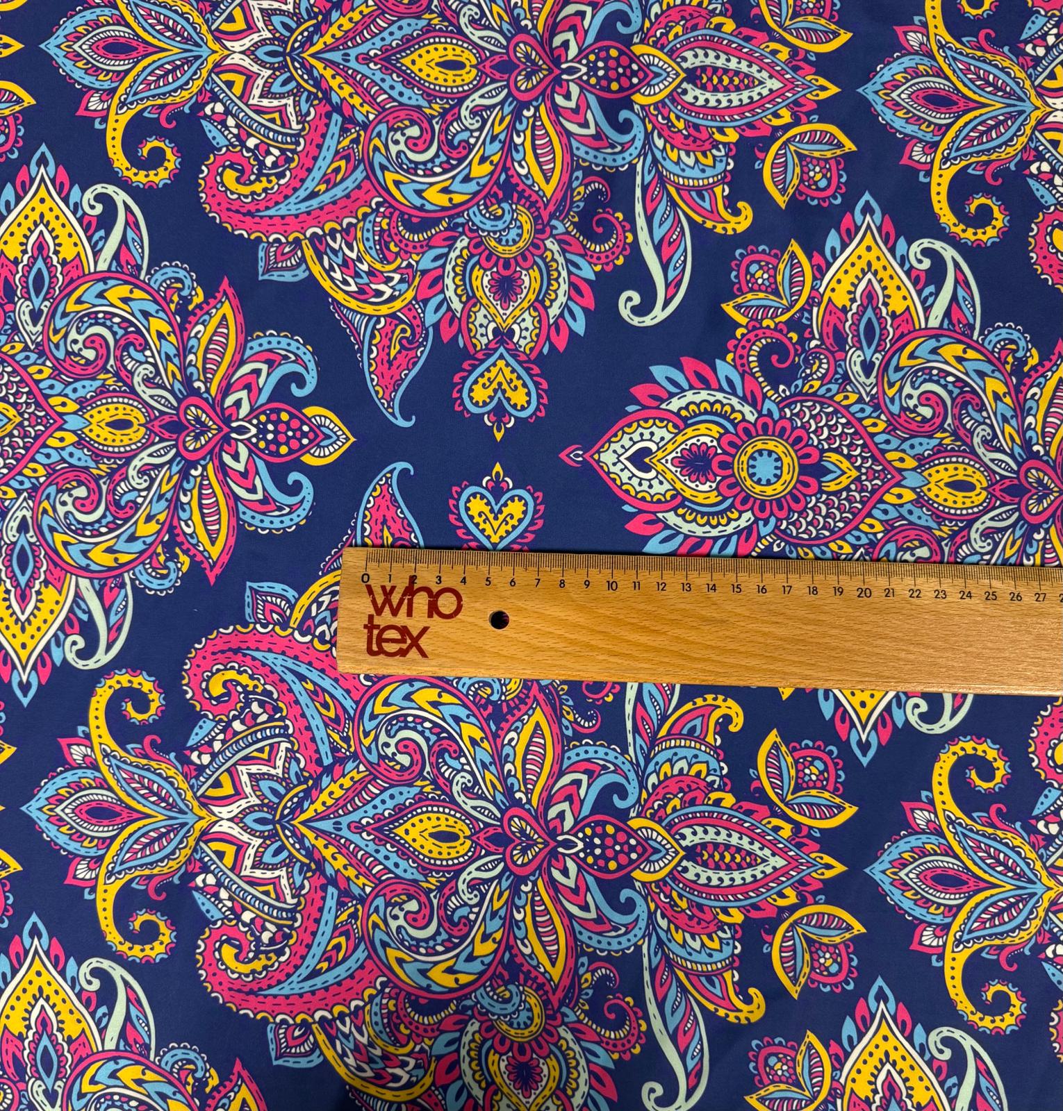 Vibrant Bohemian Paisley Fabric – Custom Printed Fabric on Satin, Crepe, Spandex or Chiffon - Whotex Fabrics London