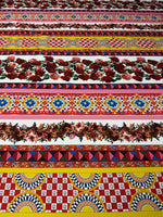 Vibrant Floral Stripe Crepe Fabric by the Metre - Whotex Fabrics London