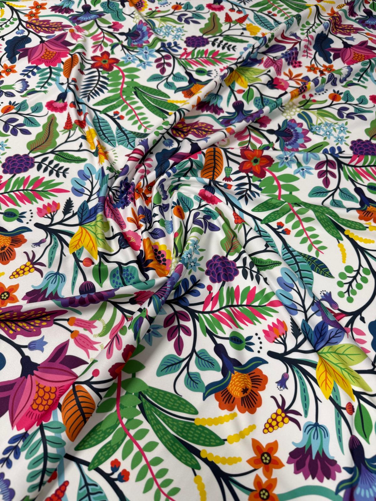 Vibrant Multicolour Floral Fabric by the Metre | Dressmaking - Whotex Fabrics London