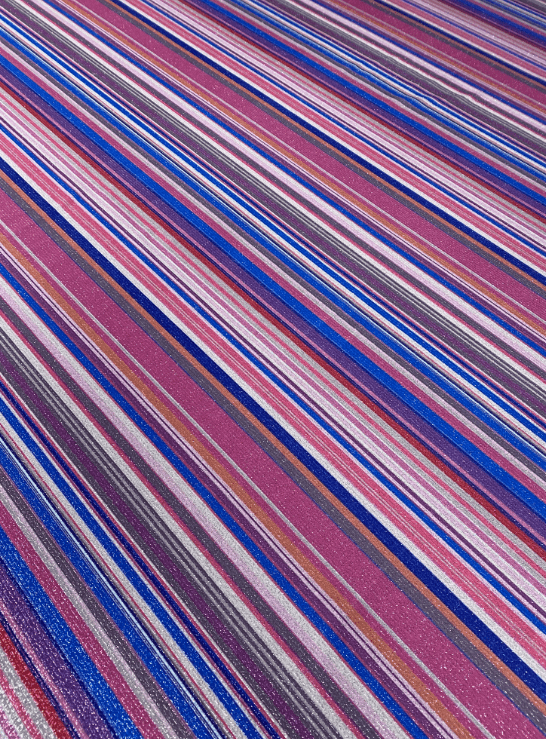 Vibrant Multicolour Striped Lurex Fabric by the Metre - Whotex Fabrics London