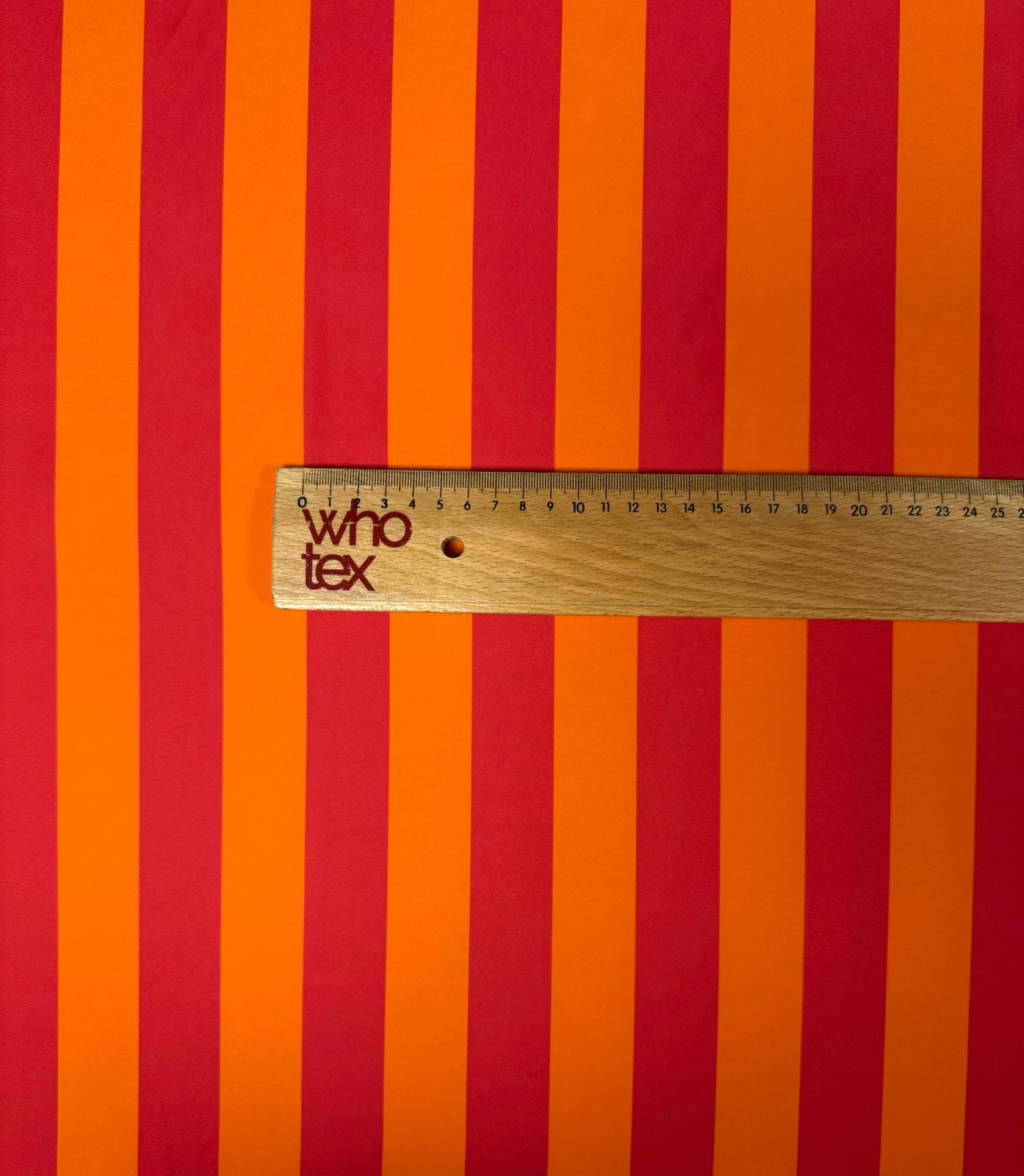 Vibrant Orange & Red Striped Fabric by the Metre | Dressmaking - Whotex Fabrics London