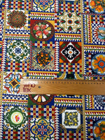 Vibrant Tile Print Crepe Fabric by the Metre - Whotex Fabrics London