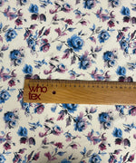 Watercolour Floral Fabric – Blue & Purple Roses - Whotex Fabrics London