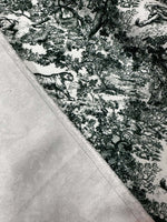 Green and white Wild Forest Animal Print Fabric with detailed wildlife and tree patterns, 150cm wide, suitable for sewing and home decor projects